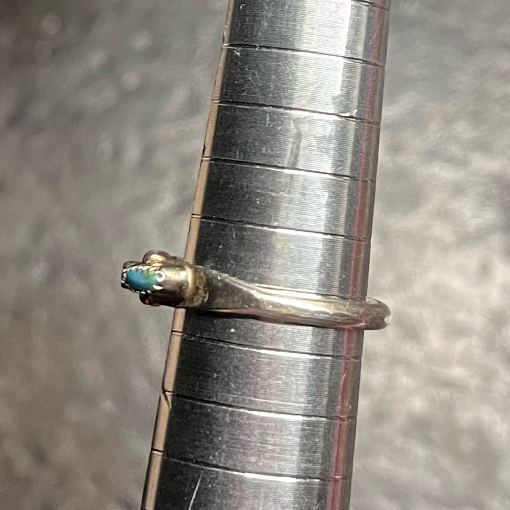 Sterling Silver & Turquoise Stackable Ring, 7 - image 3